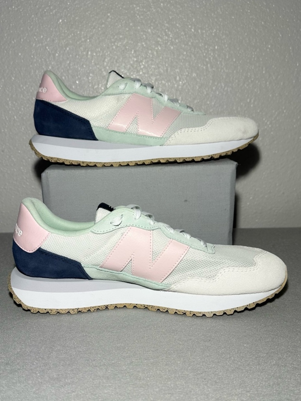 New Balance Mint Green and Pink Retro Sneakers